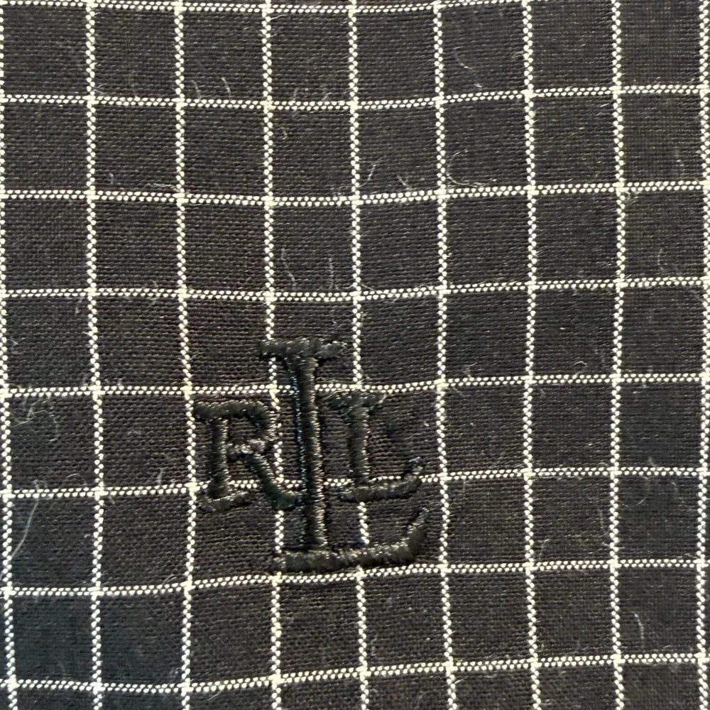 Lauren Ralph Lauren Women’s Black Grid Check Button Down Blouse Size L - Picture 13 of 13